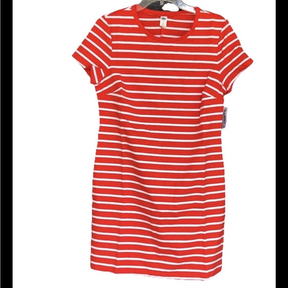 Old Navy Dresses & Skirts - Old Navy Women’s Size LP Orange and White Striped Short Sleeve Shift Dress